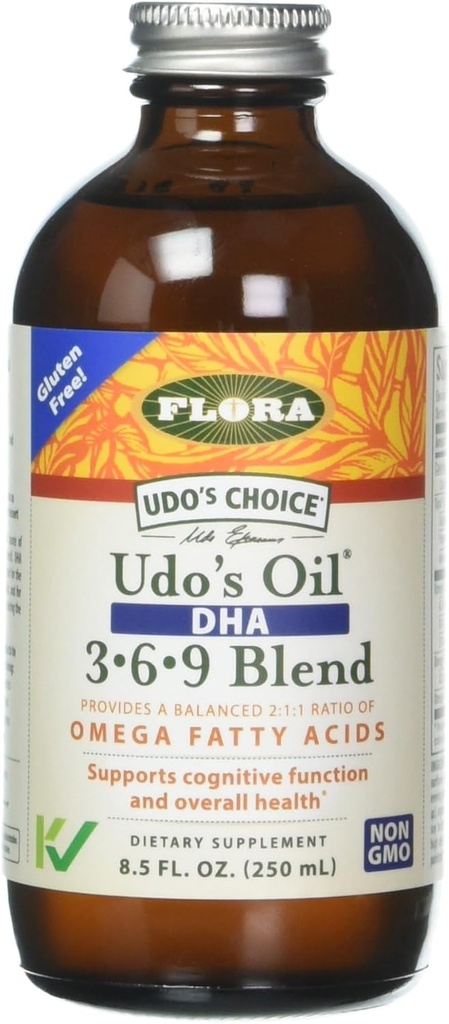 UDO 的三进制 Omega 3-6-9 DHA Oil Blend, 8.5 oz - 非GMO & Gluten Free (无油)