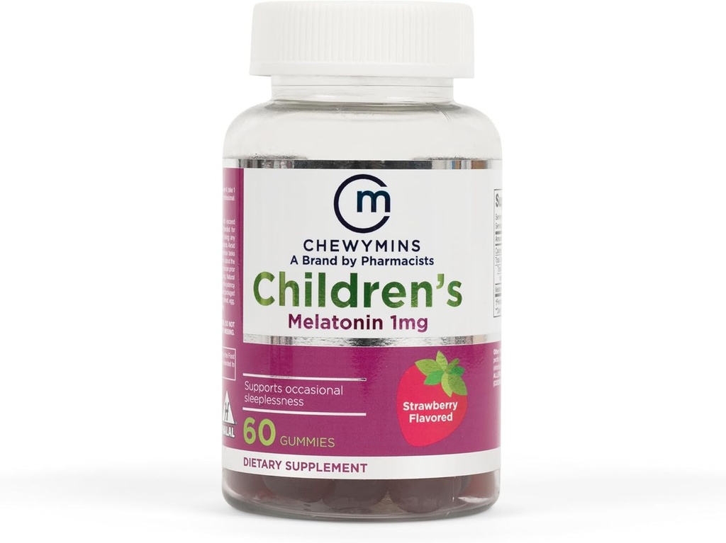 Halal Children's Melatonin Gummys - 草莓,橙色,和柠檬火焰 - 非GMO,有机 - 支持睡眠 - 60 Gummys