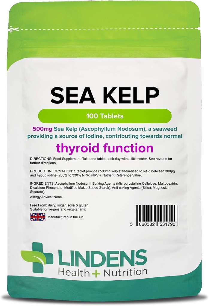 Lindens Kelp 平板电脑 100x500mg 高潜力 1-每日