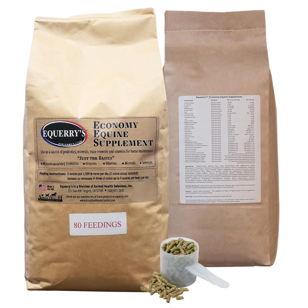 Equery's Economic Equine Supplement - 马的Probiotics - 马的 Suppless of Horse - 马的维生素和矿物 配酶和硒, 10lb