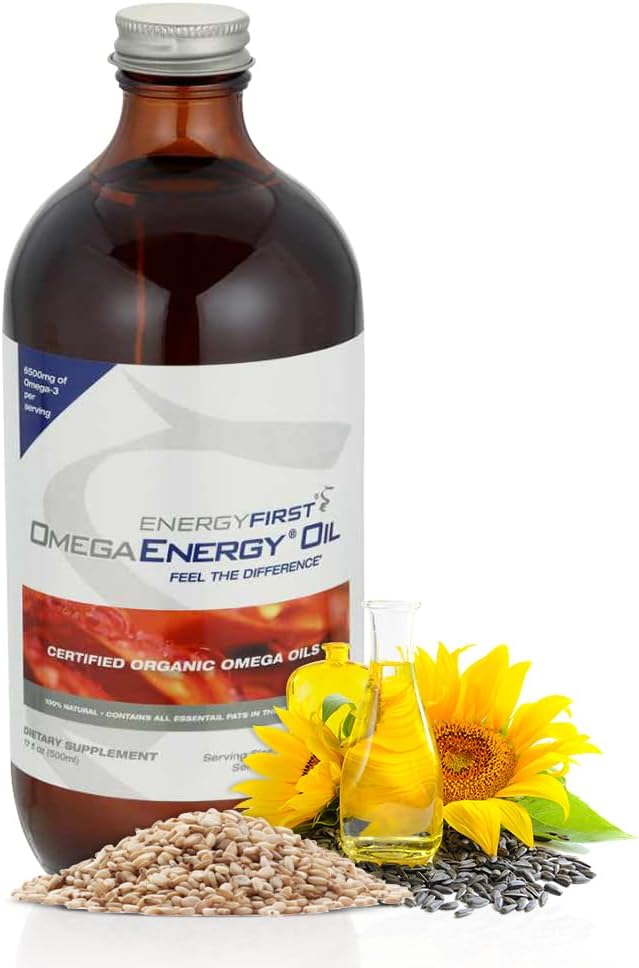 Energy First Omega能源石油 - Omega 3 & 6 配有Flaxseed,葵花,芝麻和南瓜种子油,Vegan抗氧化剂 & 12oz