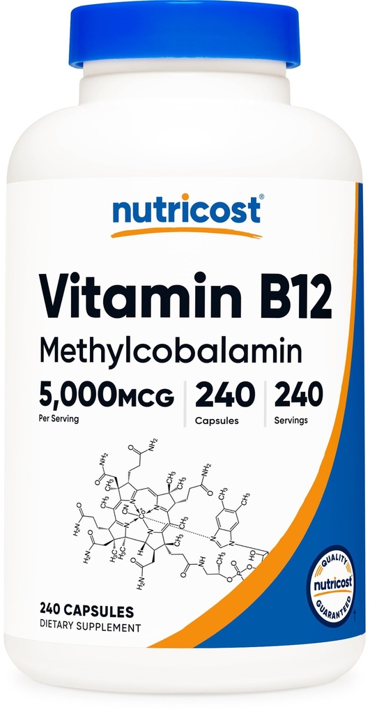维生素B12(甲基乙基科巴拉明) 5000mcg, 240 capsules - 蔬菜卡普斯, Non-GMO, Gluten Free B12 补编