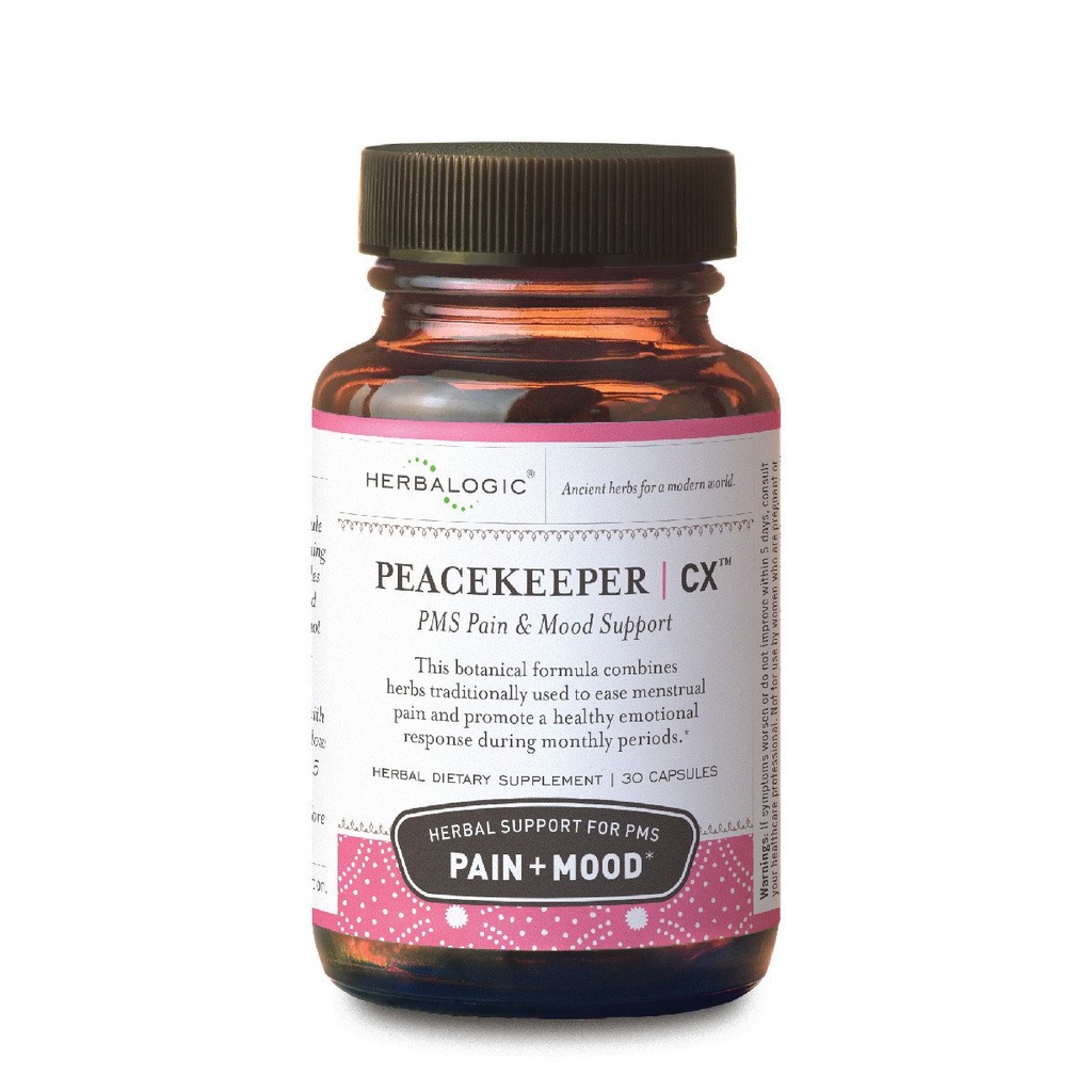Herbalogic - 和平卫士 CX Herb Capsules - 减少PMS 相关 Mood Swings - 减少与月度相关的挤压和痛苦 - 包含 Turmeric & Corydalis - 30 Cap Count