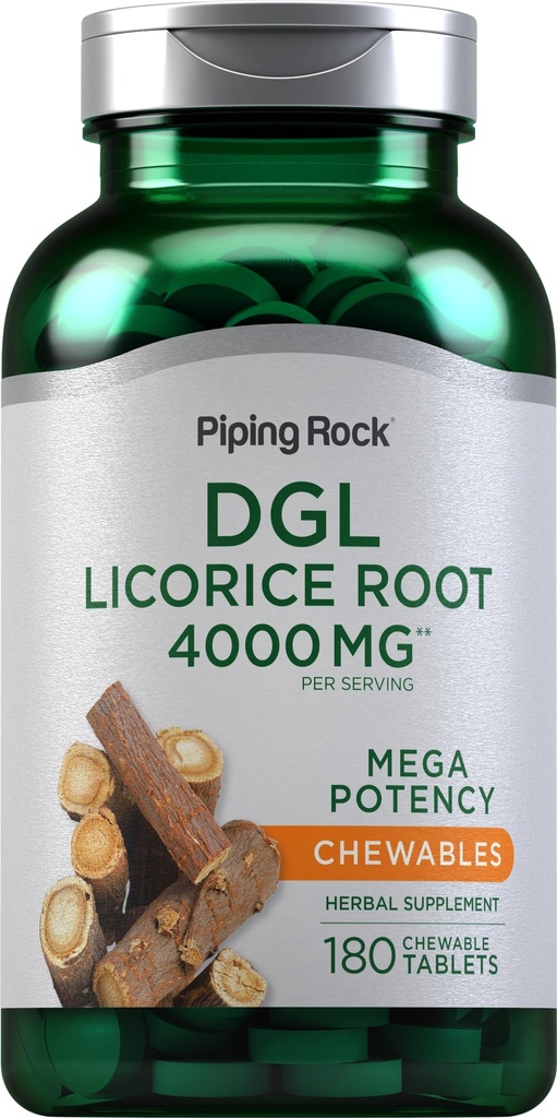 (原始内容存档于2018-03-02) (英语). Piping Rock DGL Licorice Chewable Tablets 40000mg ~ 180 Counter → Mega Potency Deglycyrrhizized → Herbal 提取补充 → 蔬菜,非GMO