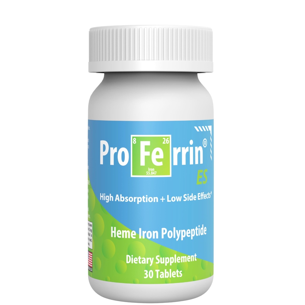 Properrin ES - 10.5mg of high Absorbing Heme 铁多肽. 美国制造的,30块 放松点 不受咖啡,钙或PPI影响.