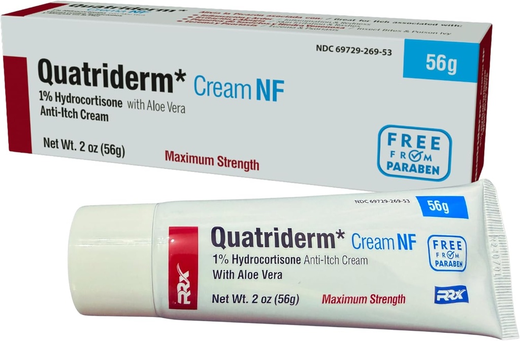 NF 超强 1% Hydrocortisone, 配有 Aloe Vera, Paraben-Free, Anti-Itch Cream, Skin Rash, 用于各种皮肤条件 - 包含 2 oz Tube