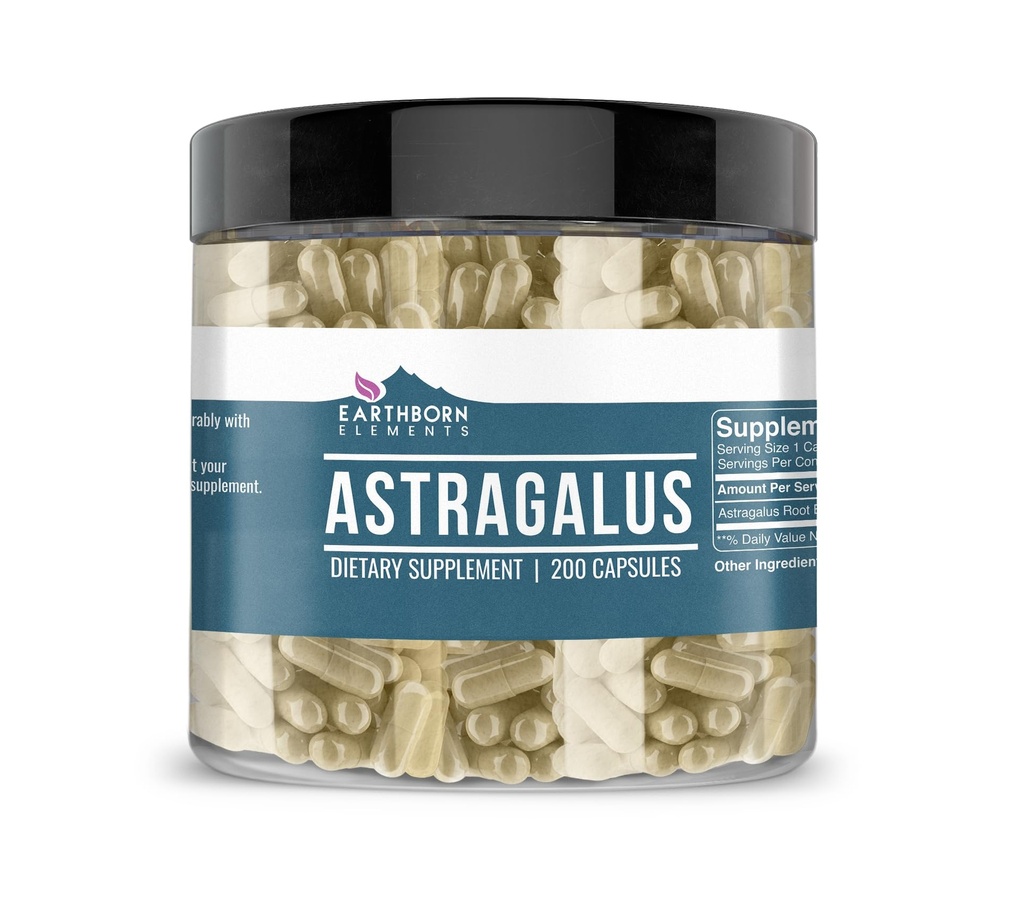 土生土长元素 Astragalus 提取 200 Capsules, pure & Undiluted, no Additives