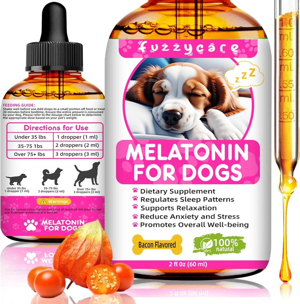 Melatonin for Dogs, Anxiety Relief Dog Melatonin, 静静时刻 Commerding Aid for Dogs and Cats, Dog Sleep Assistance, 促进放松和深眠以及整体福祉