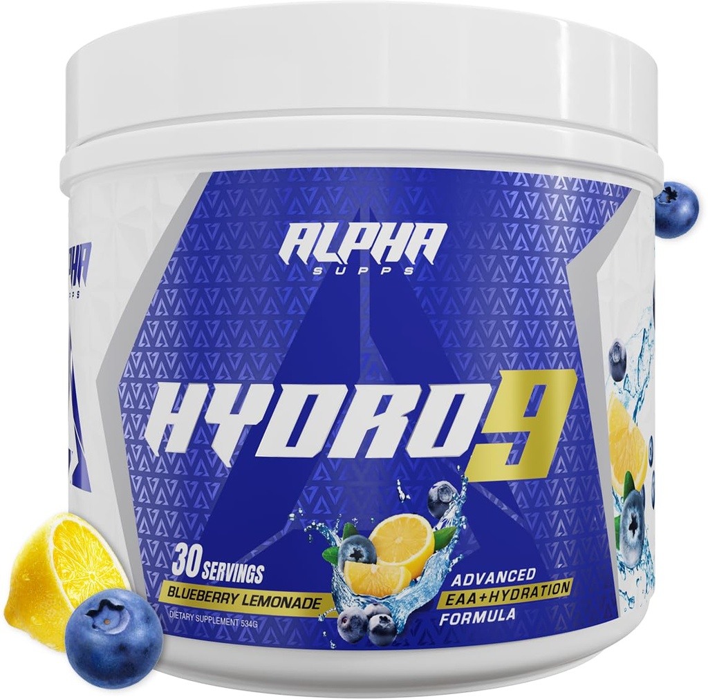 Alpha Supps Hydro 9 氨基s → EAA + 水解公式 → 基本氨基酸 EAAs 配有BCAAs和电解液 30 成品 - 蓝莓柠檬水