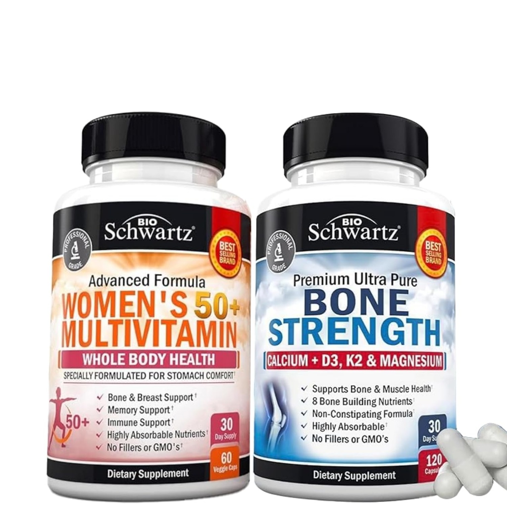 BioSchwartz Daily Multivitamin for Women 50 & over(1个月供应量)加骨强矿物补充剂 钙和镁(1个月供应量)