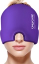 单CARE Migraine Relief Cap, 舒缓头痛帽, 升级无味胶冰头包, 热冷疗法, 头痛冰头包, 用于紧张和压力( 紫色)