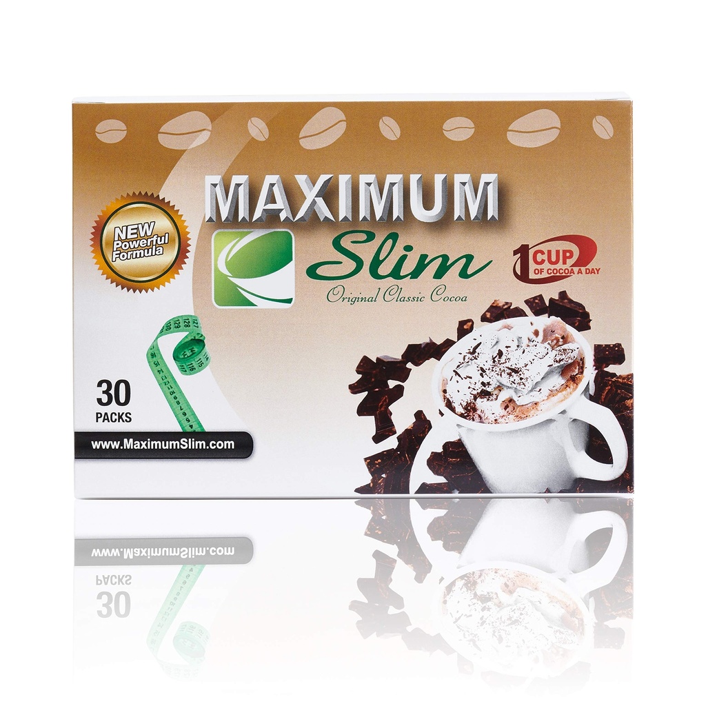 最大 Slim Premium instant Cocoa – Creamy, 美味的 4- in-1 配有天然草药提取法的能量和生命力, 最大满足度和味道。 无侧面效果( 免负) – USA Made, 30 Ct