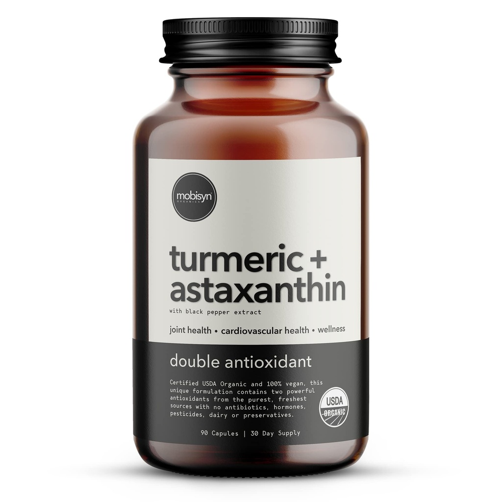有机Astraxanthin 12mg Plus 1500mg,黑椒提取,高吸附,眼,心,皮肤,联合,Vegan,Gluten-Free,Non-GMO,双抗氧化剂,Turmeric Curcumin 补充,30天