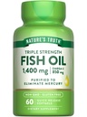 自然三重力量鱼油 1400 mg → 850 mg Omega-3 → 60 Softgels → Non-GMO & Gluten Free