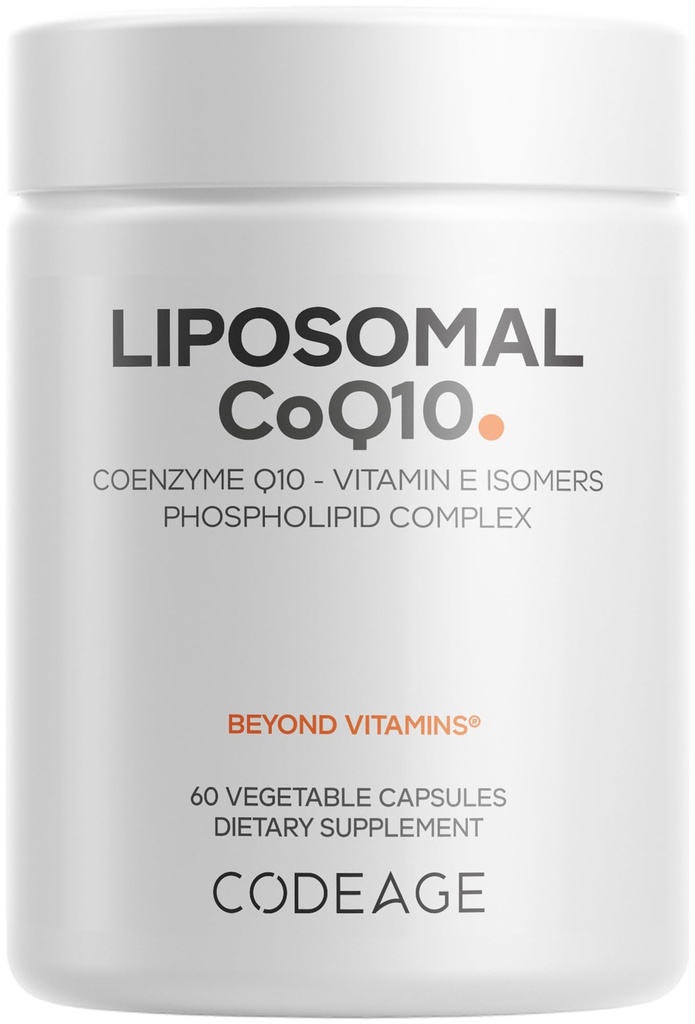编码 Liposomal CoQ10 补充 - 125 mg Coenzyme Q10 配有维生素E异构体 Tocopherols - 2-Month供应 - 1 Capsule Per Service - Liposomal 交付 - Vegan,非GMO,无胶囊 - 60 Capsules