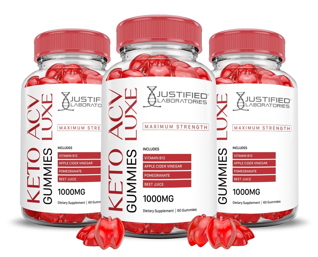 (3 pack) Luxe Keto ACV Gummys 高级公式 1000MG Luxe Keto Gummys 苹果苹果苹果苹果醋 配有石榴甜甜菜汁粉 B12 Vegan Non GMO 180 Gummys 配制.