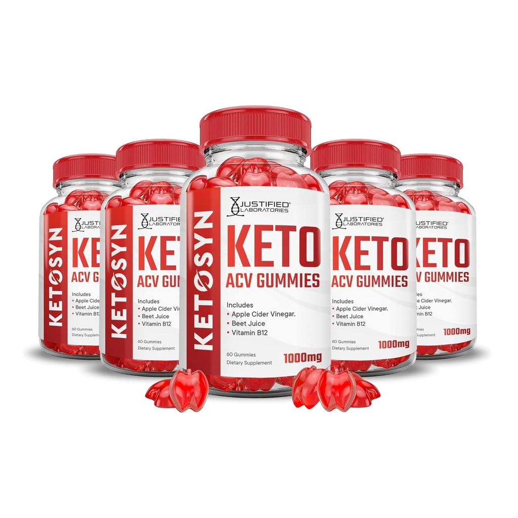 合理实验室(5 Pack Ketosyn Keto ACV Gummys高级公式 1000MG Ketosyn Keto Gummys Apple Cider Vinegar) 与石榴蜂蜜汁粉 B12 Vegan Non GMO 300 Gummys 共同设计.