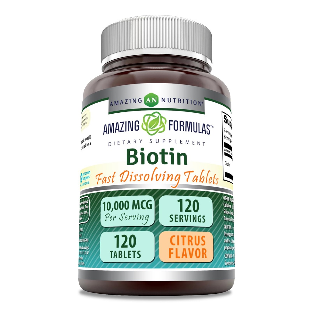 神奇的公式 生物素 10,000 mcg QQ 快溶片 QQ Non-GMO QQ Gluten Free Supplements QQ 在美国制造 (Citrus QQ 120 板块)