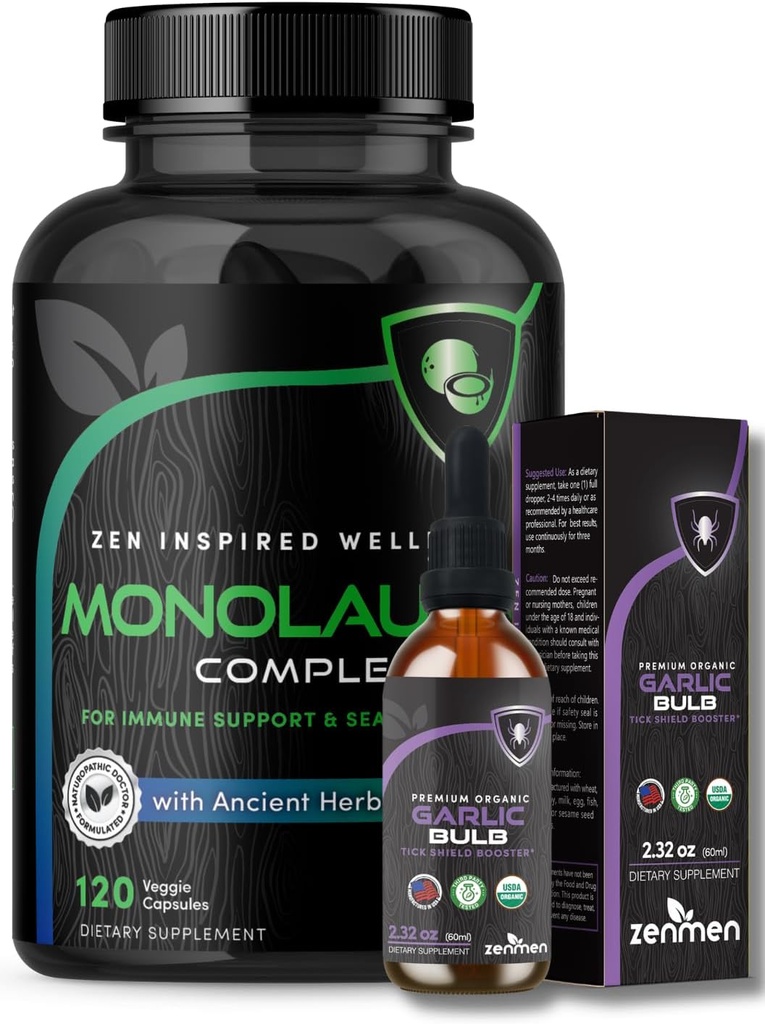 Zenmen Immune 支持套装:蒜皮和Monolaurin Capsules