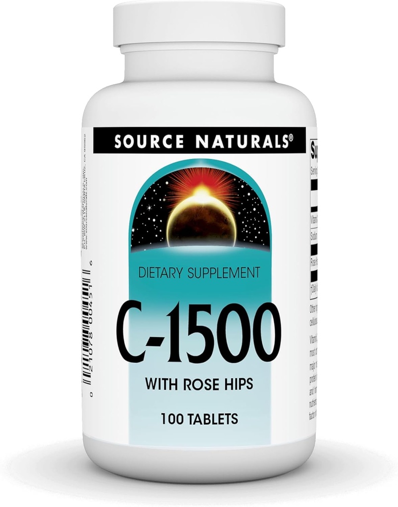 来源:天然C-1500,用于免疫系统支持的Rose HIPS 1500毫克-100片