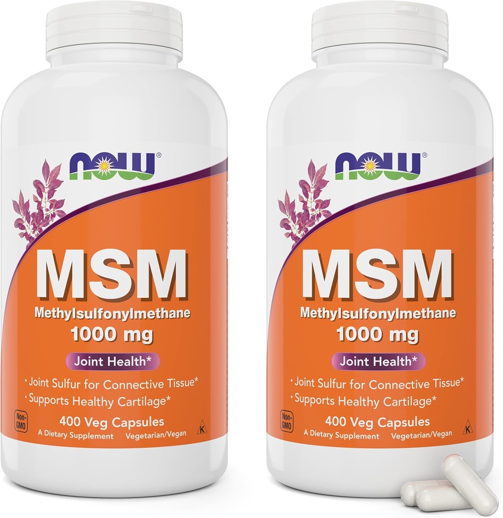 现在MSM 1000mg,400 Veg Capsules (Pack of 2) 甲基硫酰-甲烷,美国制造,硫磺增殖,非GMO,Vegan/Vegetarian友好
