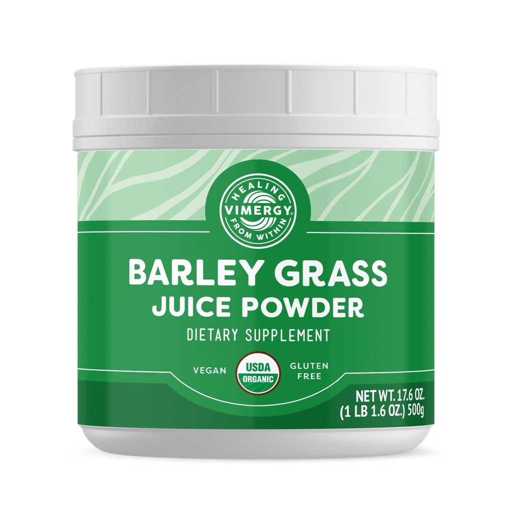 Vimmergy Barley 草汁粉膳食补充剂 - 每服一次0.8g(625种) – 清洁超食品配方 - 促进心血管健康 * - 有机, Vegan & Gluten-Free - 价值大小 500g