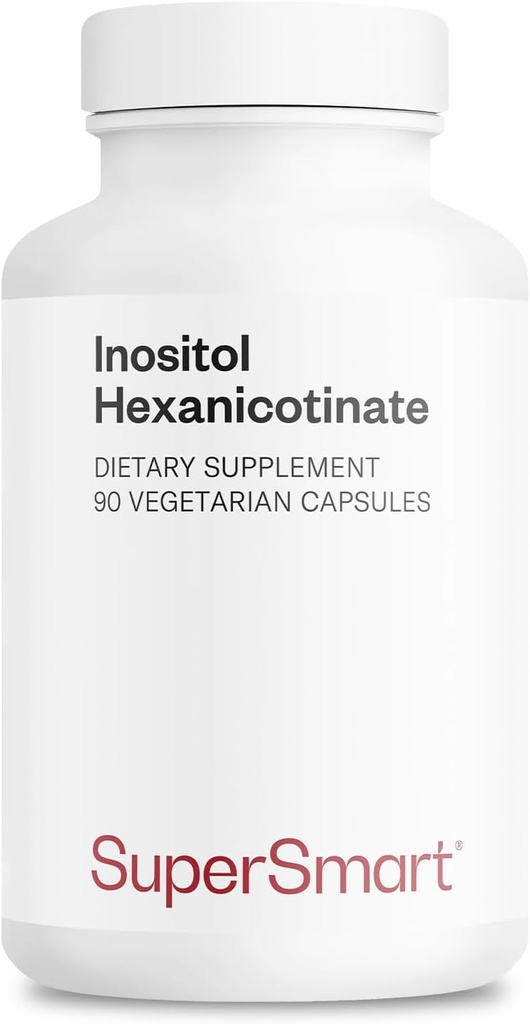 Supersmart - Inositol Hexanicotinate 1500mg per Day (High Strength Niacin Flush Free) - Improved Vitamin B3 Supplement | Non-GMO & Gluten Free - 90 Vegetarian Capsules