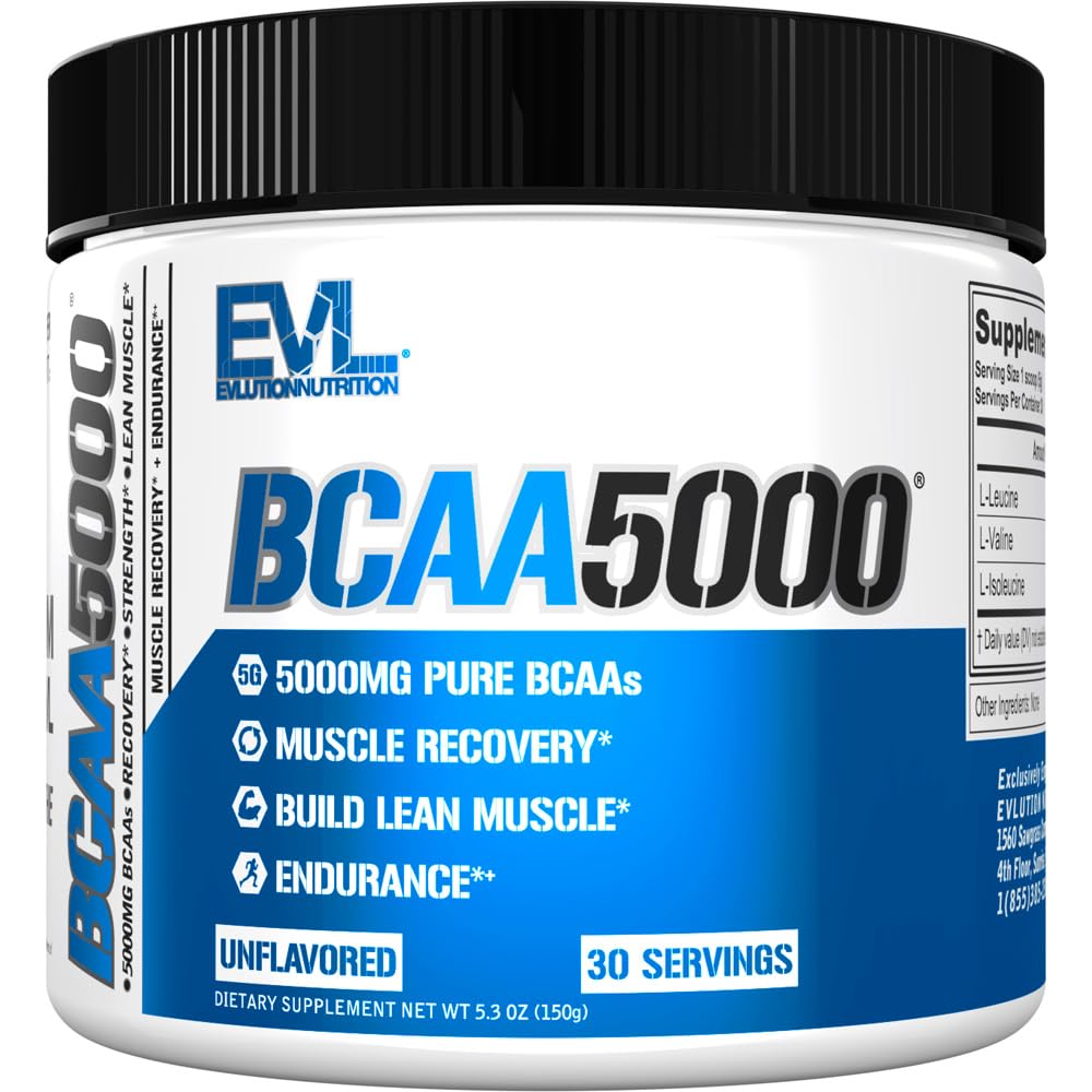 Evlution EVL BCAAs 氨基酸粉 - 氨基酸粉 - 氨基酸粉 - 卡卡A 灭活后恢复饮料和刺激自由的前置工作能源 - 5g 分支链 氨基酸对男性的补充 - 不受欢迎