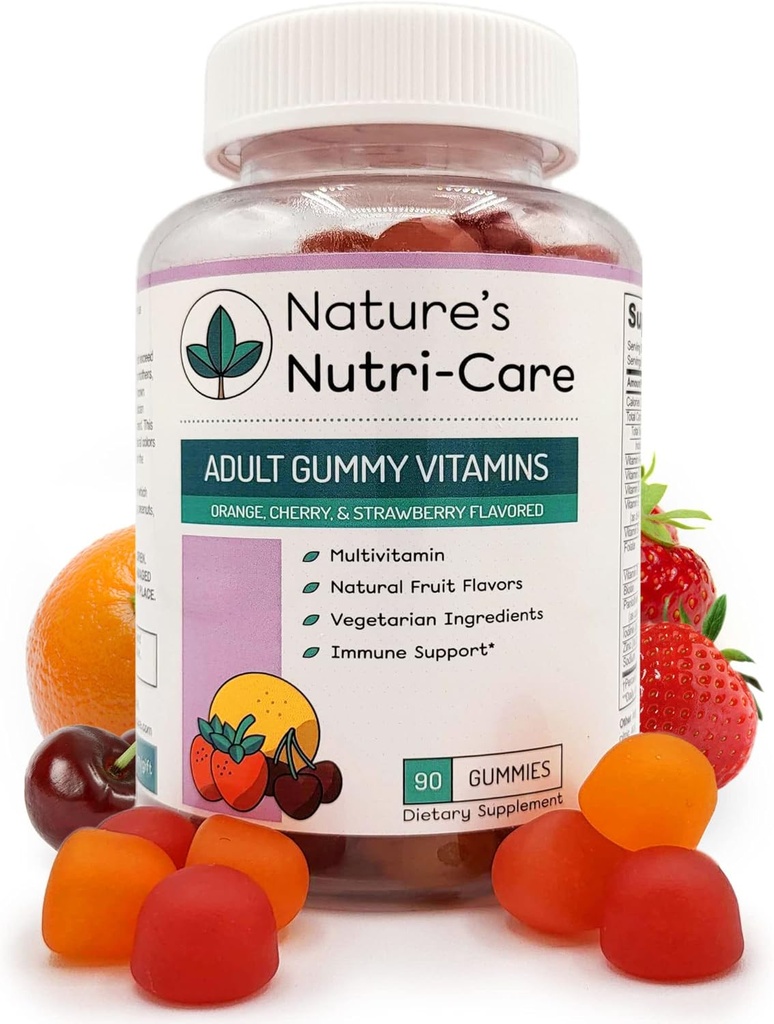 Nature's Nutri-Care Gummy Vitamins - Multivitamins for Women, Mens Multivitamin Gummies, Chewable Vitamin for Adults, Women’s & Men’s Multi Supplements, Natural Vegetarian Gummy, Made in USA