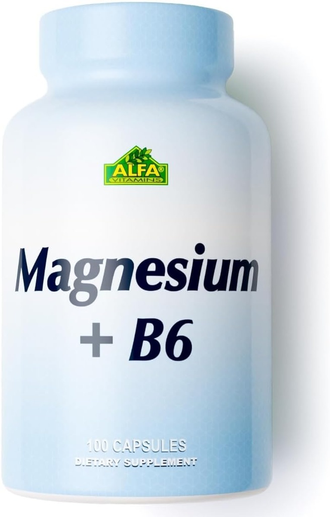 镁+B-6500 Mg 作者:Alfa Vitamins - 心血管健康 - 支持能源生产与r Enzyme函数 - 100 Capsules