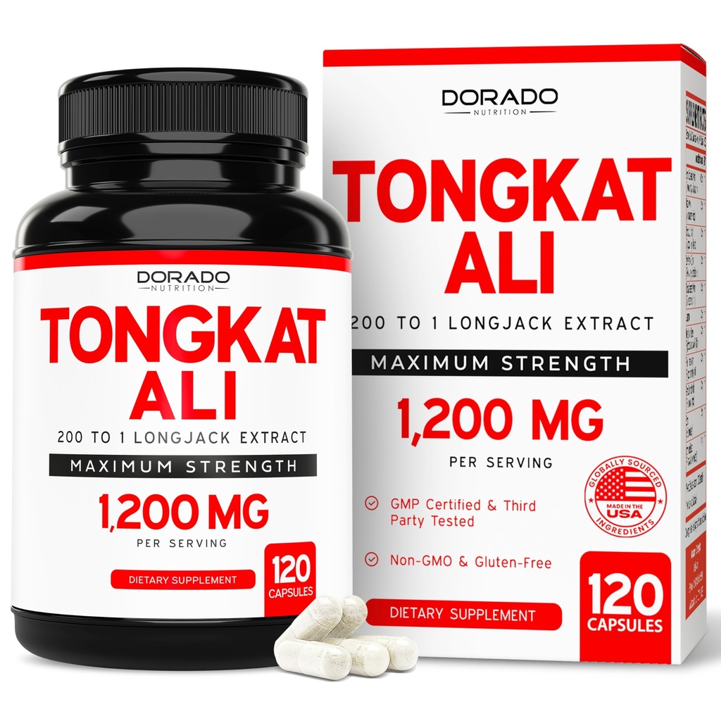 Tongkat Ali for Men 1200mg(200–1 extract) - 120 Capsules - 长号补编 - Premium Tonkat-Ali 补编 - 支持强度,驱动力,运动性能和肌肉质量 - Gluten Free & Non-GMO