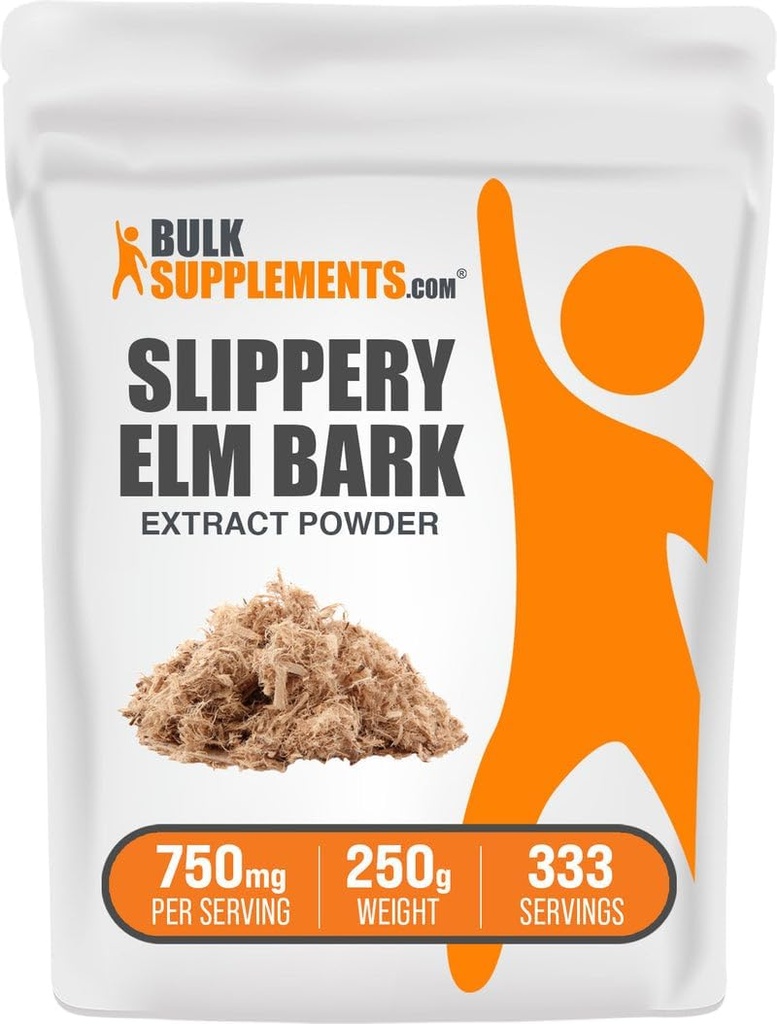 Bulk Assupports.com Slippery Elm Bark 提取粉末 - Slippery Elm 粉末,来源于Ulmus Rubra Bark - Gluten Free,每架服役750mg,250g(8.8 oz) (Pack of 1).