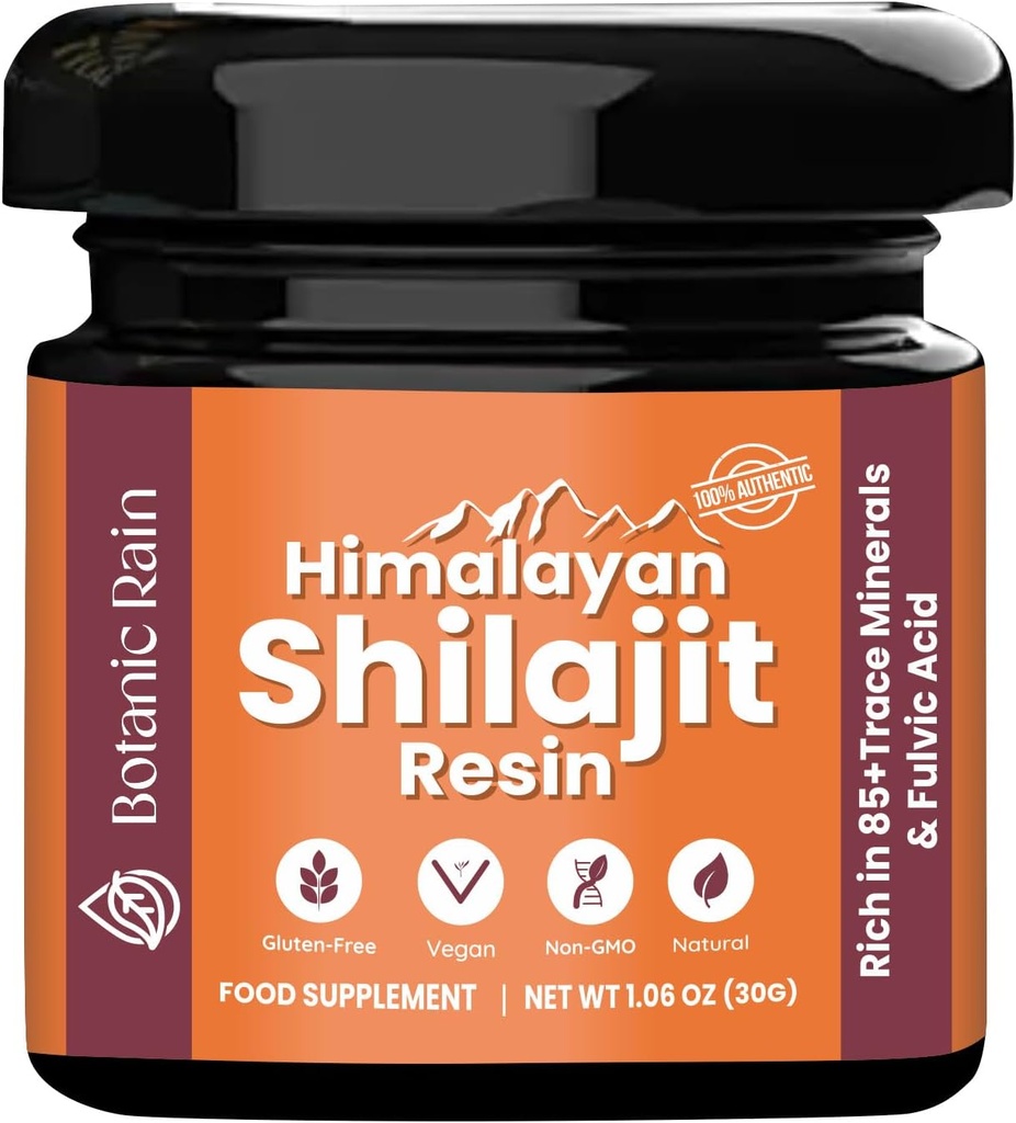 纯喜马拉雅Shilajit Resin for Men and Women, 85+ Trace Minerals, 75+Fulvic酸用于能量助推和免疫支持,喜马拉雅 Resin Ayurveda产品 - 1.06 oz