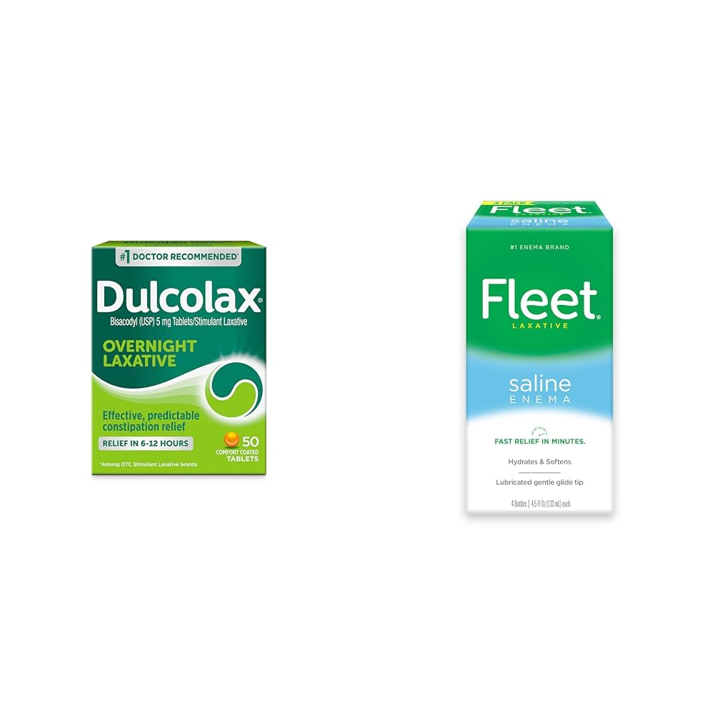 Dulcolax 过夜救济Laxative 50 伯爵和舰队 Saline Enema 成人便秘救济4瓶