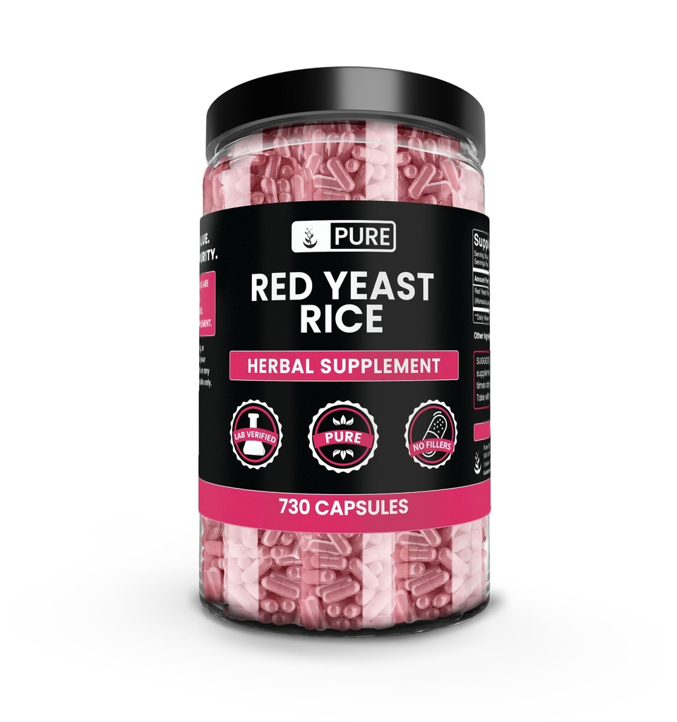Pure Original Ingredients Red Yeast Rice No Magnesium Or Rice Fillers, Always Pure, Lab Verified (730 Capsule)