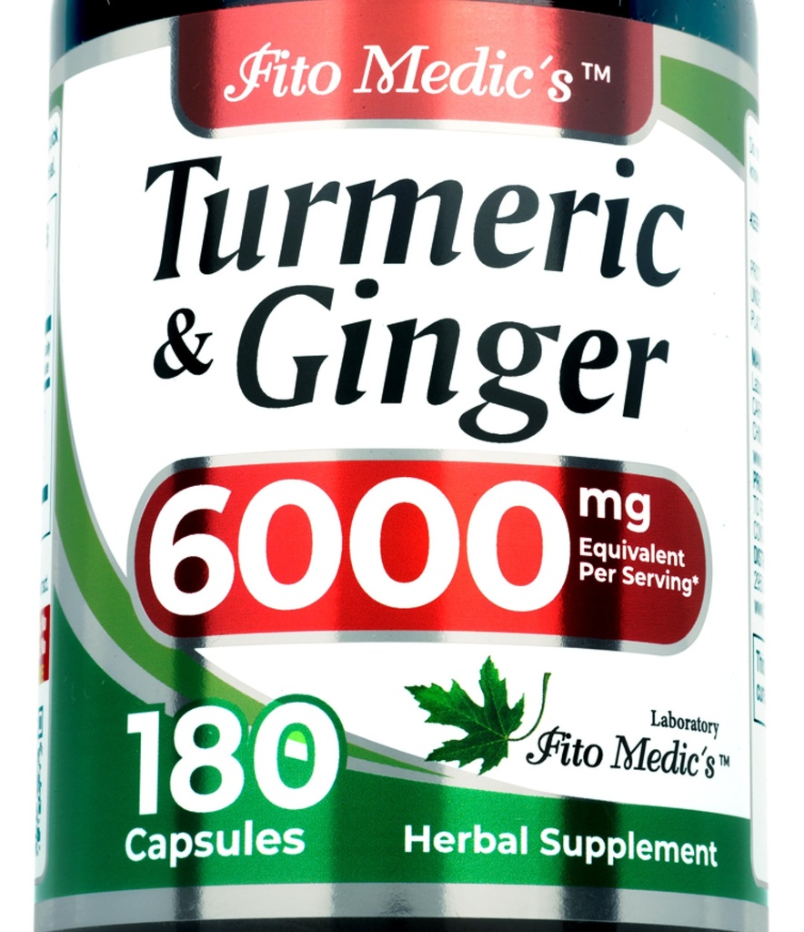 FITO MEDIC's Lab QQ Turmeric and Ginger Supplement + 6000 mg → 180 Caps → 超高吸收, s.