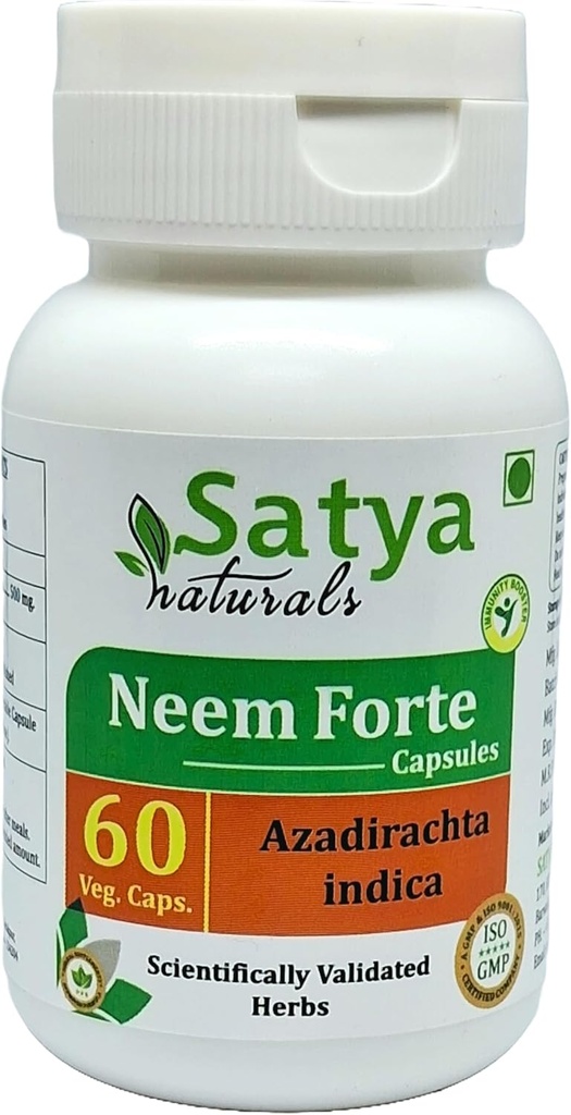 Neem Forte Capsules 500 mg. 60 Veg. Capsule | Neem (Azadirachta Indica) 摘取男女卡普勒斯 Ayurvedic 草药补充剂/补救剂(1瓶60 Capsules)