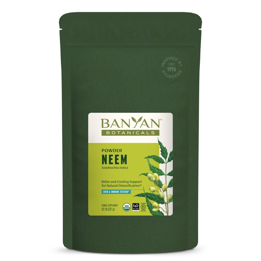 Banyan植物科 Neem Powder - 有机阿扎迪拉奇塔 Indica - 净化Ayurvedic 草药促进健康皮肤和血液 * - 1/2磅 - 可持续来源的非GMO Vegan