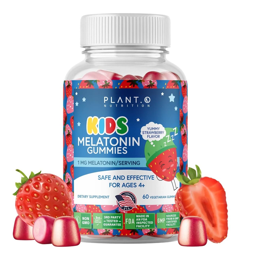 支持自然睡眠的Melatonin Gummys [Fall Asleep fast with 100% Drug Free Strawberry Cream Flavored Gummy] 自然睡眠支持的蔬菜,Gluten Free Q60 儿童梅洛托宁菜
