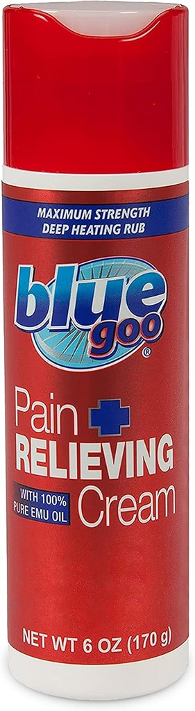 Blue Goo Pain Relieving Cream – FSA & HSA 合格,最大强度,深热润滑,Made w/100%纯埃穆石油,6 oz(1包)