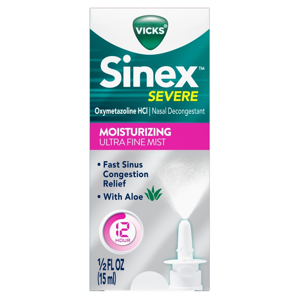 Vicks Sinex 严重鼻涕喷雾与摩擦性超细雾喷雾,Stuffy Nose Relief from Cold, Allergy, Sinus Press - 265喷雾