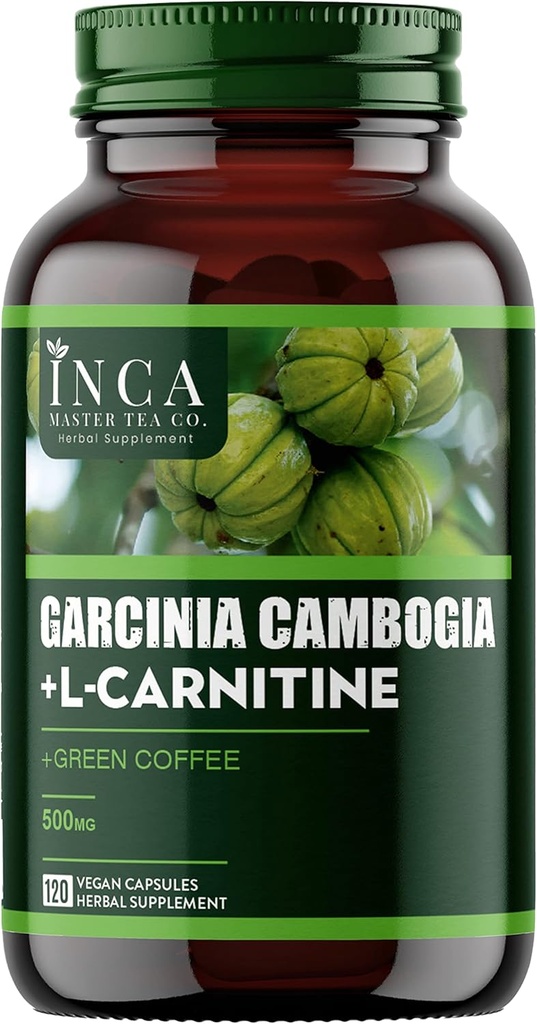 INCA MASTER TEA - 1600mg Garcinia Cambogia & L-Carnitine 综合体 - 女性和男性贝利脂肪燃烧剂 - 120 高潜力减肥药 - 为身体健康快速最佳灭饥饿剂