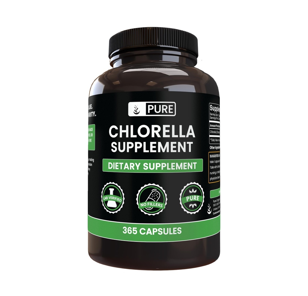 纯原成份 氯氏菌 (365 Capsules) 无镁或水稻充料器, 永远纯净, 实验室验证