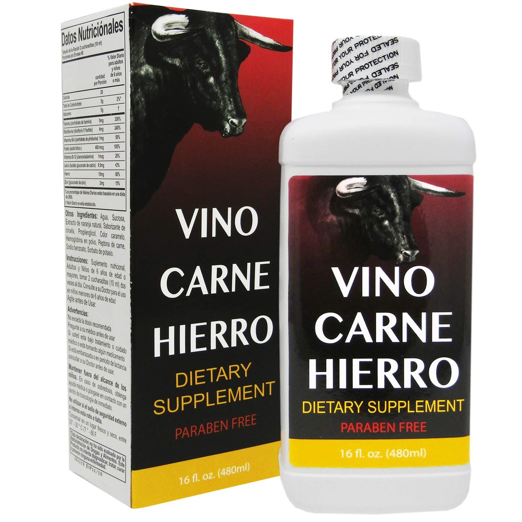 Vino Carne Hierro 16 oz Paraben 免费