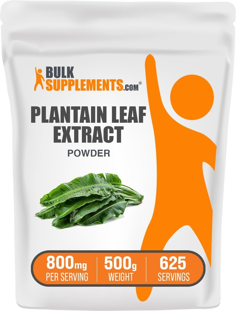 Bulk Abstracts.com Plantain 叶片提取粉末 - Plantain 叶片补充剂 Plantain 叶片补充剂 Plantain 叶片补充剂 - 草药补充剂 Gluten Free,每服800mg,500g(1.1磅)(包1)