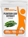 Bulk Abstracts.com Plantain 叶片提取粉末 - Plantain 叶片补充剂 Plantain 叶片补充剂 Plantain 叶片补充剂 - 草药补充剂 Gluten Free,每服800mg,500g(1.1磅)(包1)