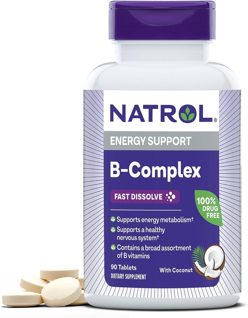 Natrol, B- Complex Fast溶解片, 补充促进和支持健康神经系统, 90 Counter