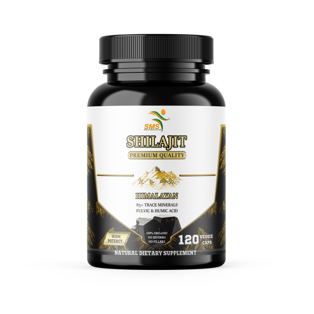 Shilajit Pure Himalayan Capsules(富尔维酸补充剂) 1000毫克有机Shilajit提取剂,每服120枚(85+痕量矿物,无填充剂,无宾德尔)
