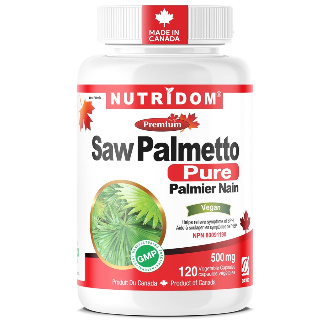 Nutridom Saw Palmetto 500mg, Non-GMO, Vegan, Gluten Free, Soy Free, and Dairy Free (120 Counter) (英语).