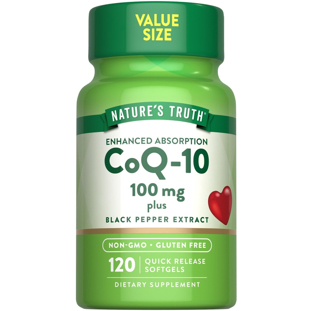 Nature's Truth CoQ10 100mg QQ 120 Softgels QQ 高吸收性NN-GMO & Gluten Free Coenzyme Supplement QQ 与黑胡椒提取器合编.